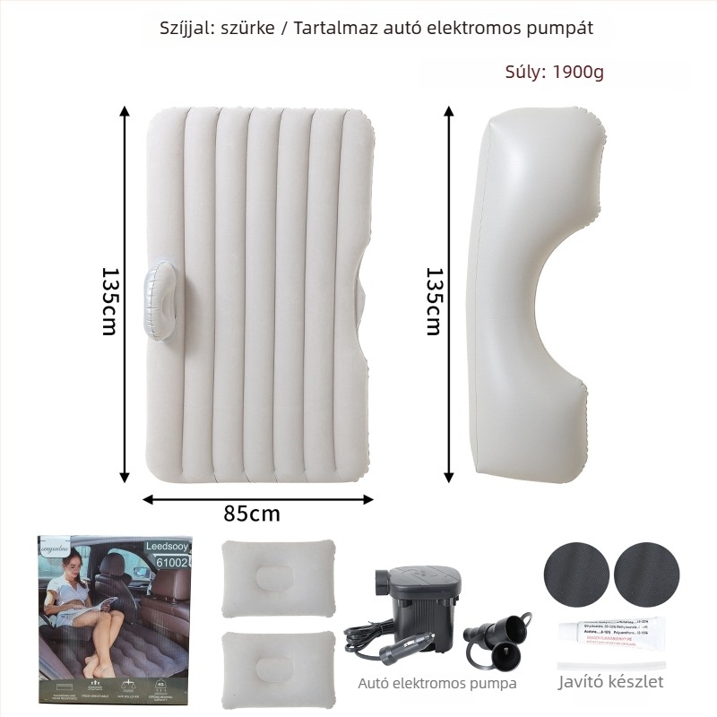 PVC flockált autóágy, kézi felfújás, utazáshoz, egy felnőtt számára, teherbírás 200 kg