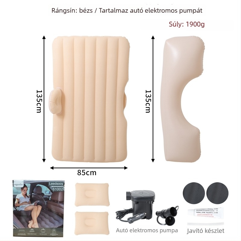 PVC flockált autóágy, kézi felfújás, utazáshoz, egy felnőtt számára, teherbírás 200 kg