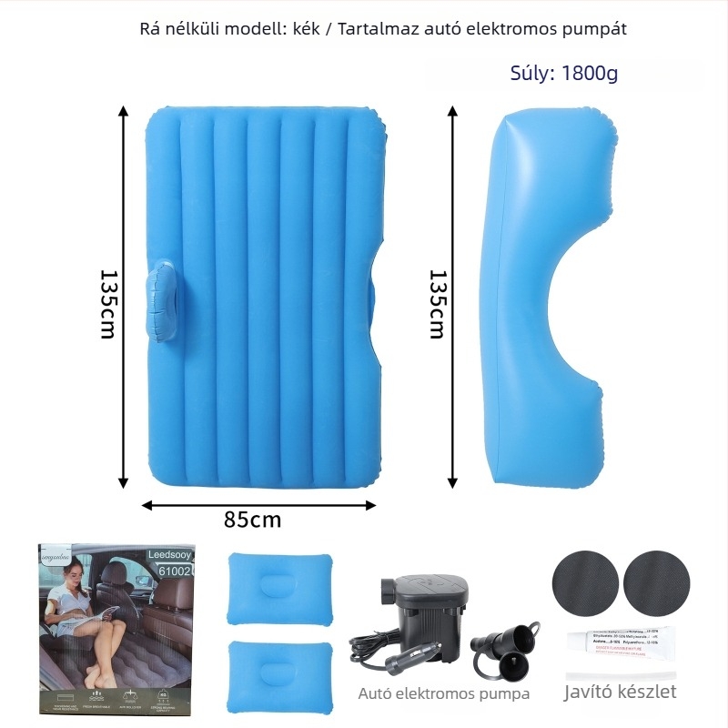 PVC flockált autóágy, kézi felfújás, utazáshoz, egy felnőtt számára, teherbírás 200 kg