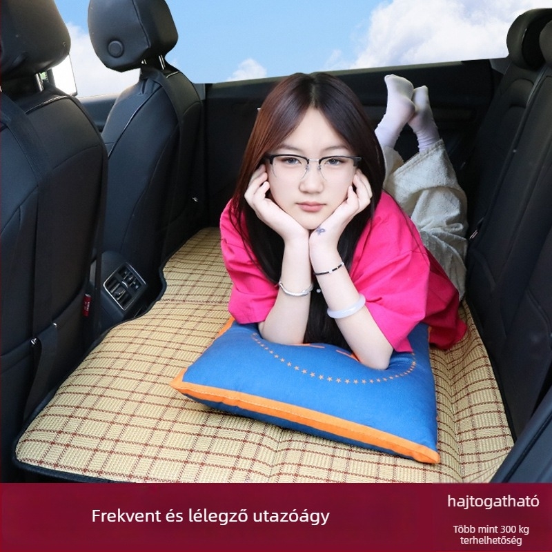 Összecsukható, nem felfújható autó matrac a hátsó ülésre – utazási pihenés, általános illeszkedés, maximális teher 600 kg