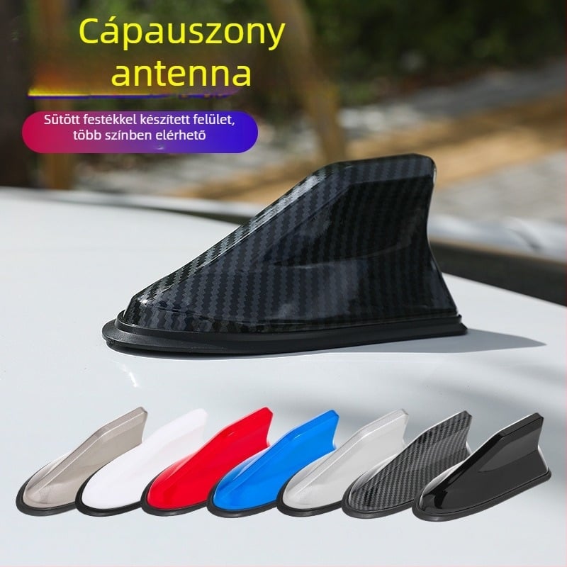 Autóantenna cápauszony formájú, ABS anyagból, MT1202 modell, univerzális kompatibilitás, dekoratív FM/AM jelantenna