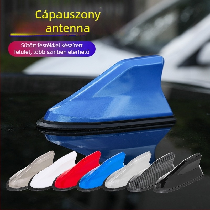 Autóantenna cápauszony formájú, ABS anyagból, MT1202 modell, univerzális kompatibilitás, dekoratív FM/AM jelantenna