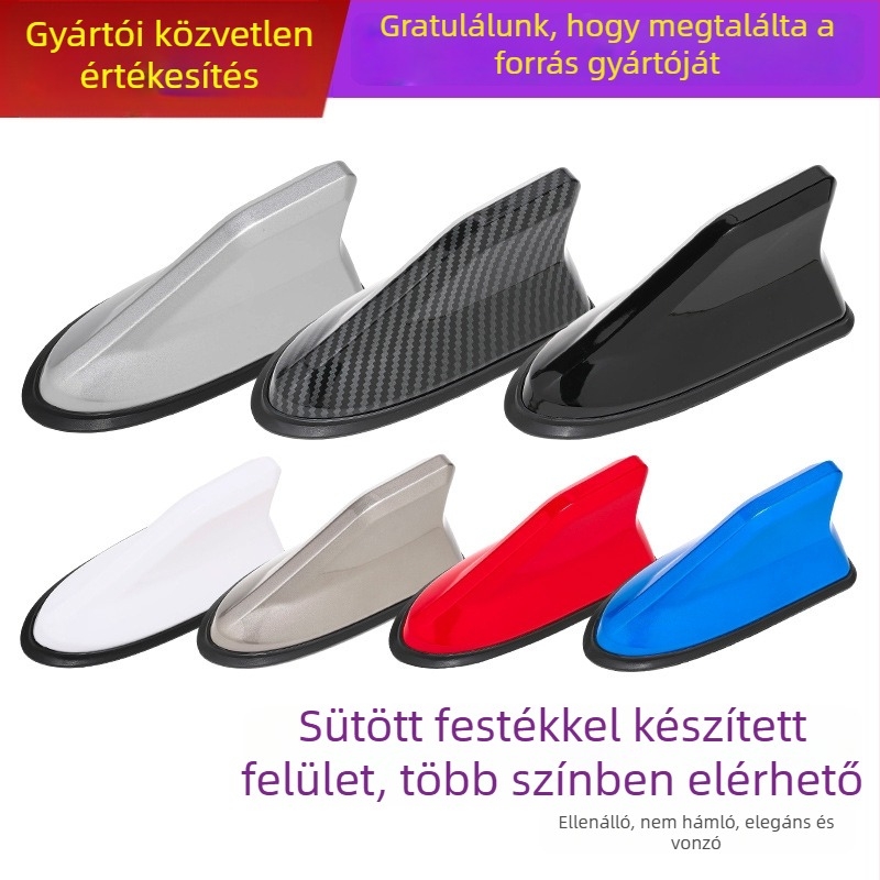 Autóantenna cápauszony formájú, ABS anyagból, MT1202 modell, univerzális kompatibilitás, dekoratív FM/AM jelantenna