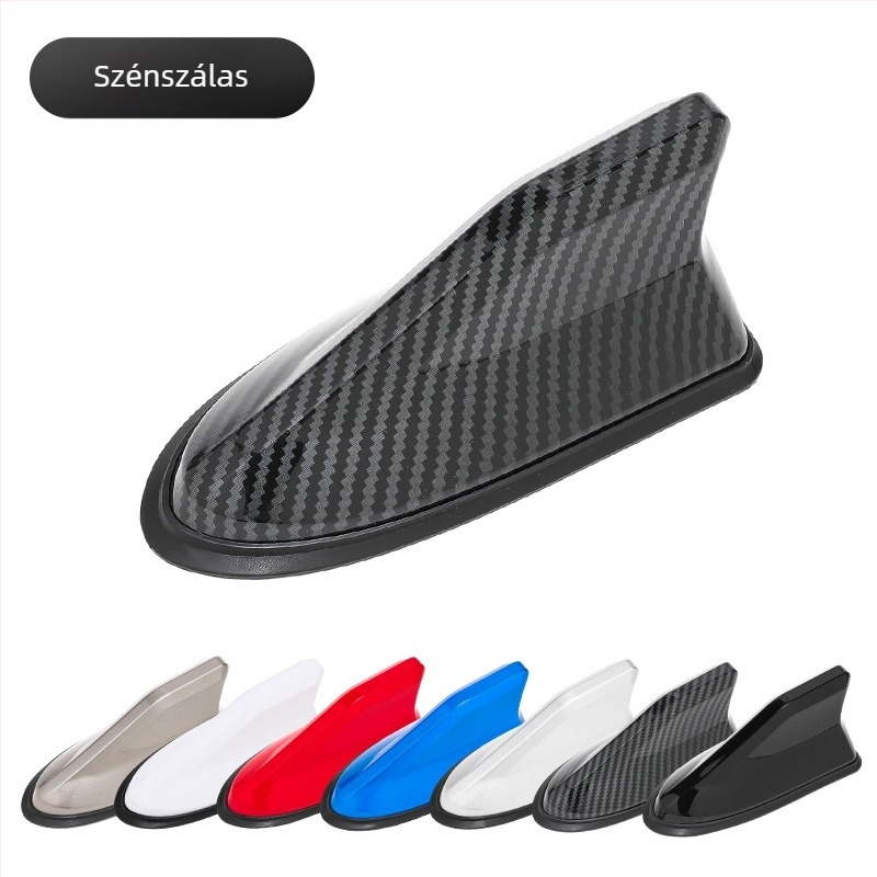 Autóantenna cápauszony formájú, ABS anyagból, MT1202 modell, univerzális kompatibilitás, dekoratív FM/AM jelantenna