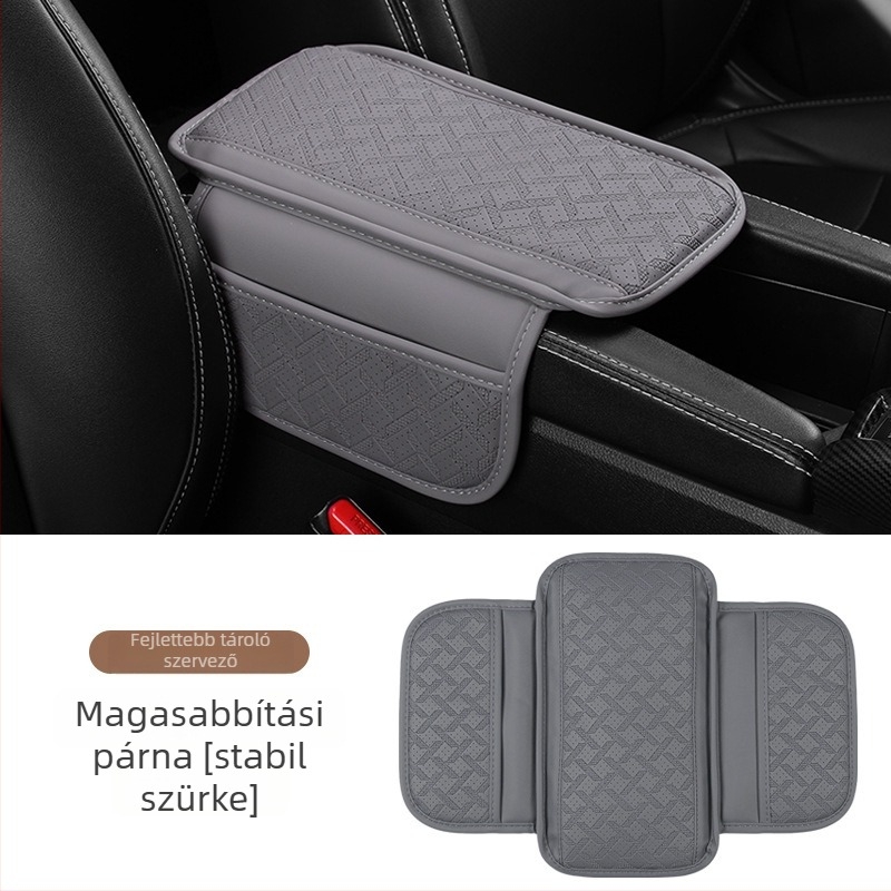 Bőr autó kartámasz emelőpárna tárolóval, kompatibilis a legtöbb modellhez