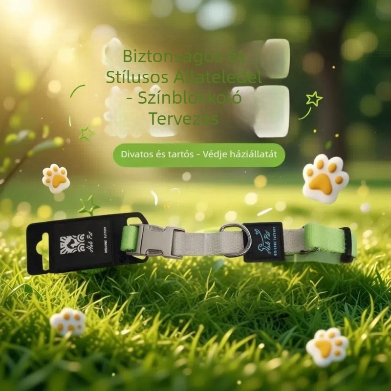 Nylon kutyanyakörv fém csattal, lazító stílus, egész éves használatra