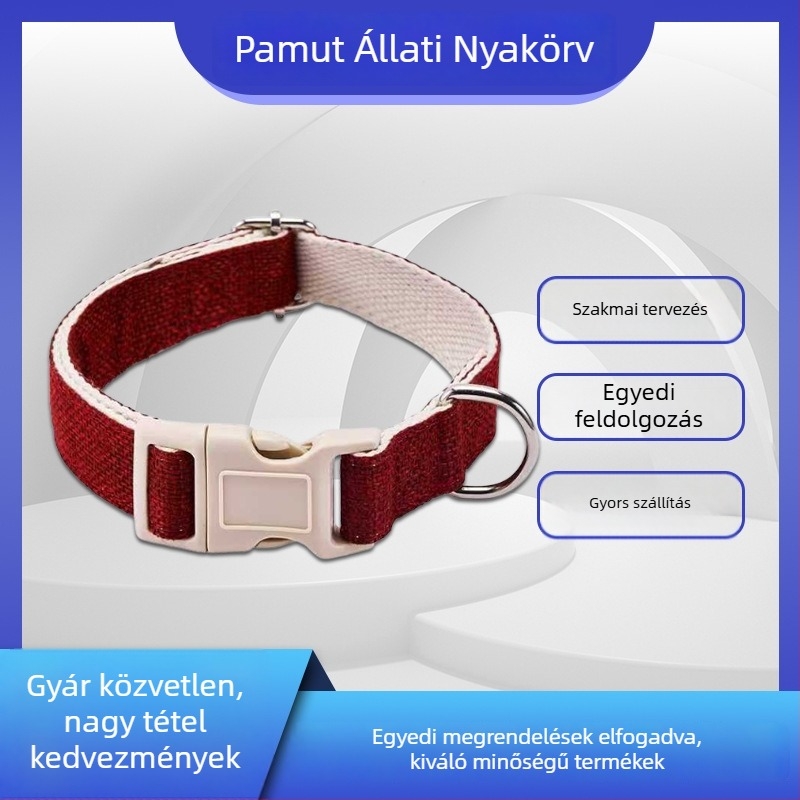 Handsome len-pamut kutyanyakörv, egyszínű, anti-szakadás funkcióval és fényvisszaverővel, lazító stílus