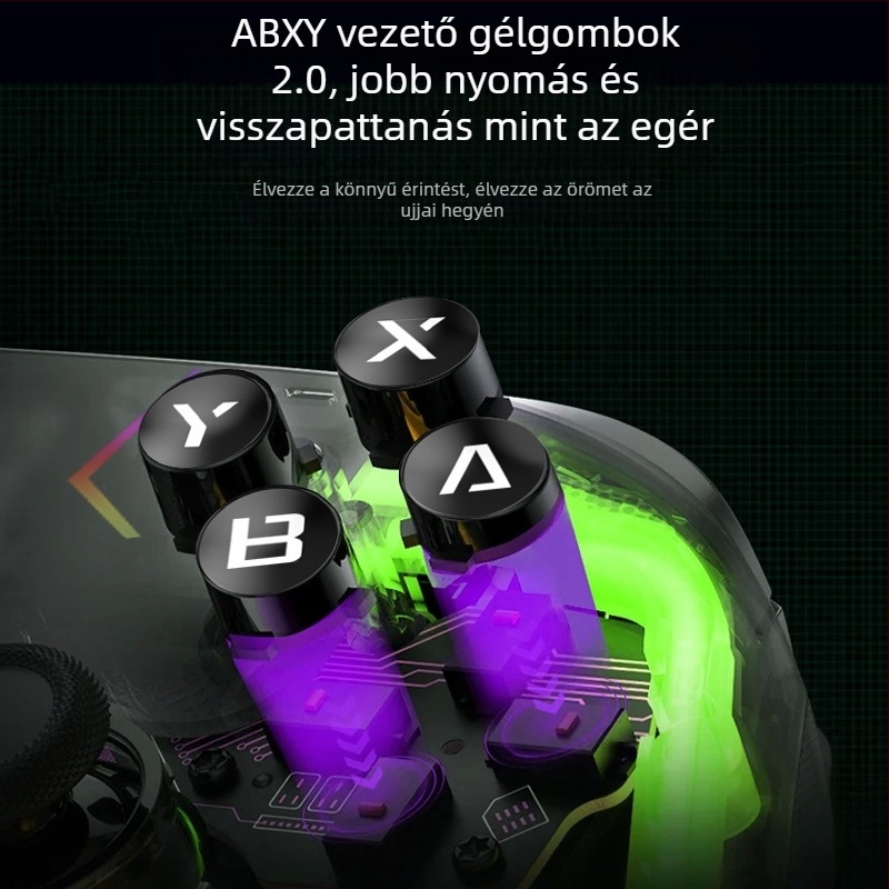 Játékvezérlő Hall triggerrel, RGB világítással, kettős rezgéssel, Bluetooth és USB-C