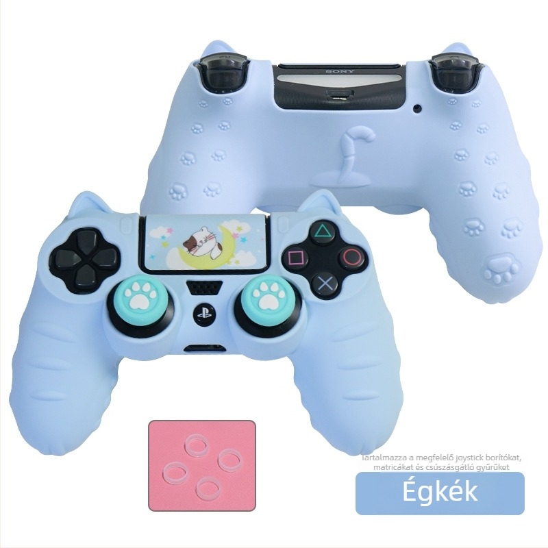 PS4-hez szilikon fogantyúvédő burkolat analóg karok sapkáival és por elleni gyűrűvel (1 csomag)