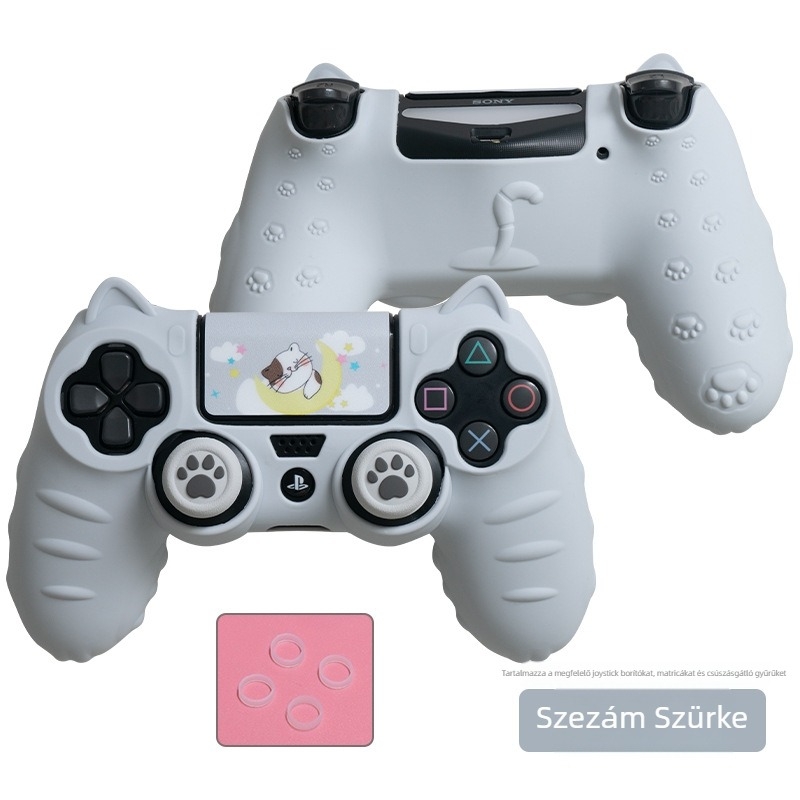PS4-hez szilikon fogantyúvédő burkolat analóg karok sapkáival és por elleni gyűrűvel (1 csomag)