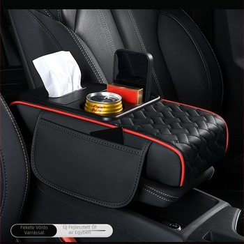 Bőr alapú univerzális autókarfa tároló- és pohártartó doboz — vízálló, multifunkcionális