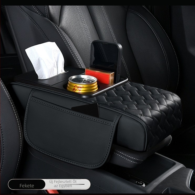 Bőr alapú univerzális autókarfa tároló- és pohártartó doboz — vízálló, multifunkcionális
