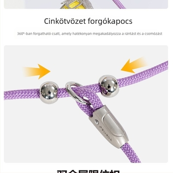 Integrált kutya póráz és nyakörv, poliészter, nem visszahúzható, nagy- és kiskutyáknak megfelelő, modell L9