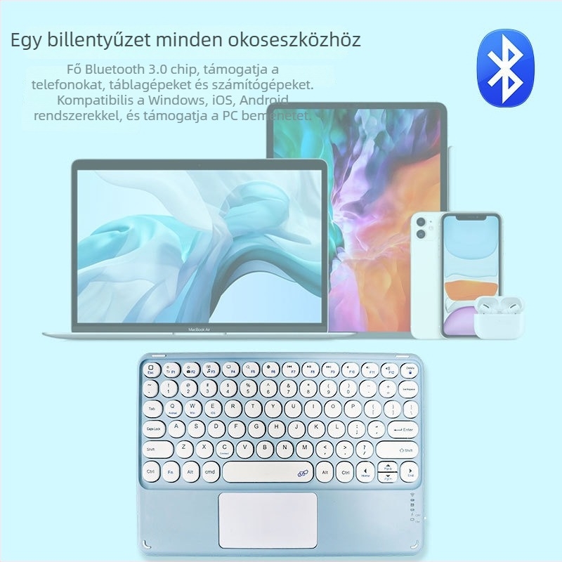 Bluetooth táblagép billentyűzet 9,7–11 hüvelyk, hangtalan, vezeték nélküli, ergonómikus