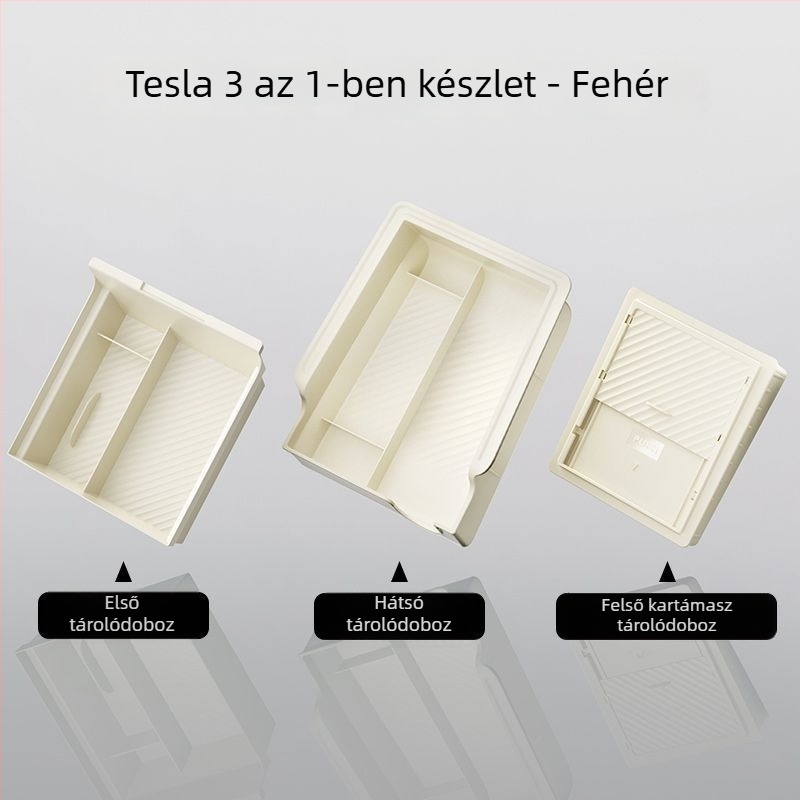Műanyag középkonzol tárolófedél Tesla Model Y és Model 3-höz, karfás rekeszfedél, privát tárolórekesz, nem testreszabható