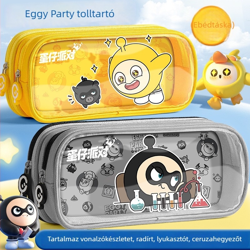 Eggman Party átlátszó tolltartó, 2026-os új modell, nagy kapacitású, vizsgákhoz, általános iskolások számára