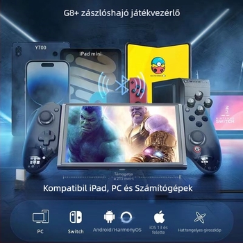 GameSir G8+ vezeték nélküli játékkontroller Bluetooth-kapcsolattal, USB-C interfésszel, rezgés funkcióval, PC-hez, Switch-hez és mobil eszközökhöz