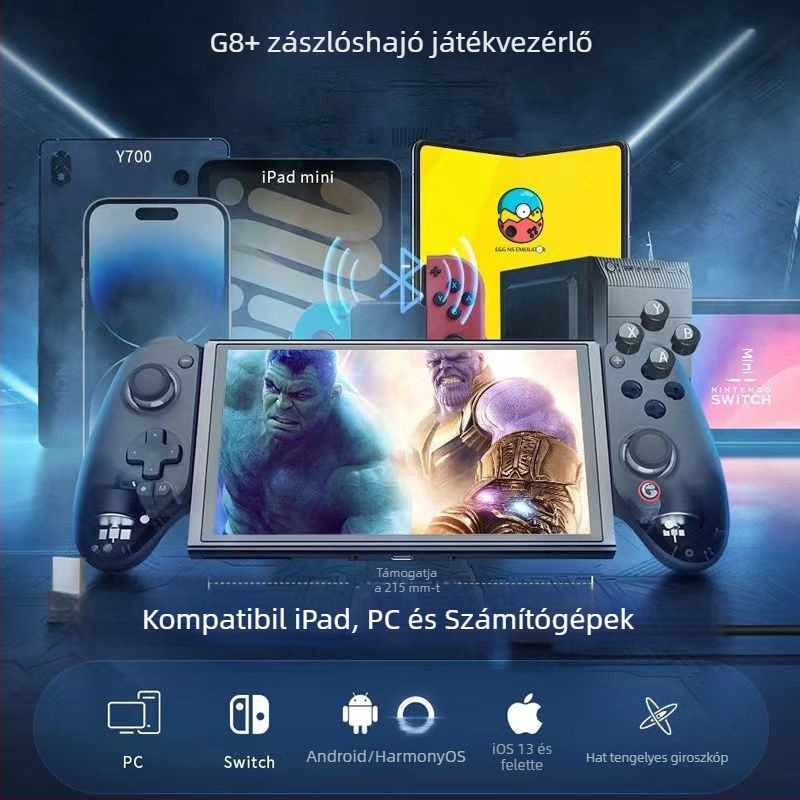 GameSir G8+ vezeték nélküli játékkontroller Bluetooth-kapcsolattal, USB-C interfésszel, rezgés funkcióval, PC-hez, Switch-hez és mobil eszközökhöz
