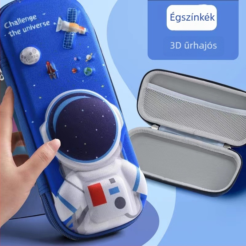 Általános iskolás tolltartó – 3D cartoon design, uniszex, poliészter, lélegző, vízálló