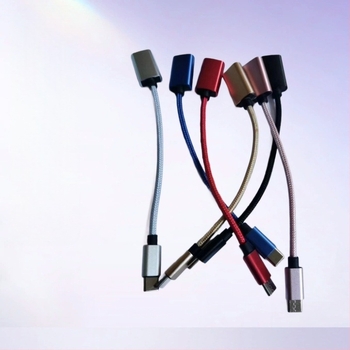 OTG fém kábeles adapter Type-C-hez: USB 2.0, HDMI és OTG, nylon szövésű, 200W max