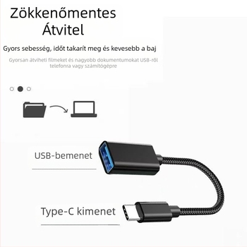OTG fém kábeles adapter Type-C-hez: USB 2.0, HDMI és OTG, nylon szövésű, 200W max