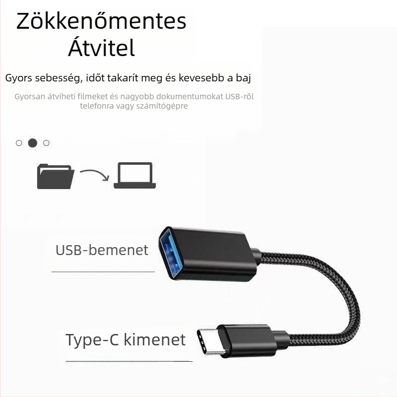 OTG fém kábeles adapter Type-C-hez: USB 2.0, HDMI és OTG, nylon szövésű, 200W max