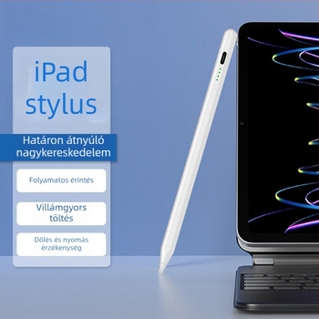 Kapacitív stylus jelzőfénnyel iPad és Android/Windows érintőképernyős eszközökhöz; csomag tartalmaz: stylus, használati útmutató, USB-kábel, 2 csúcs