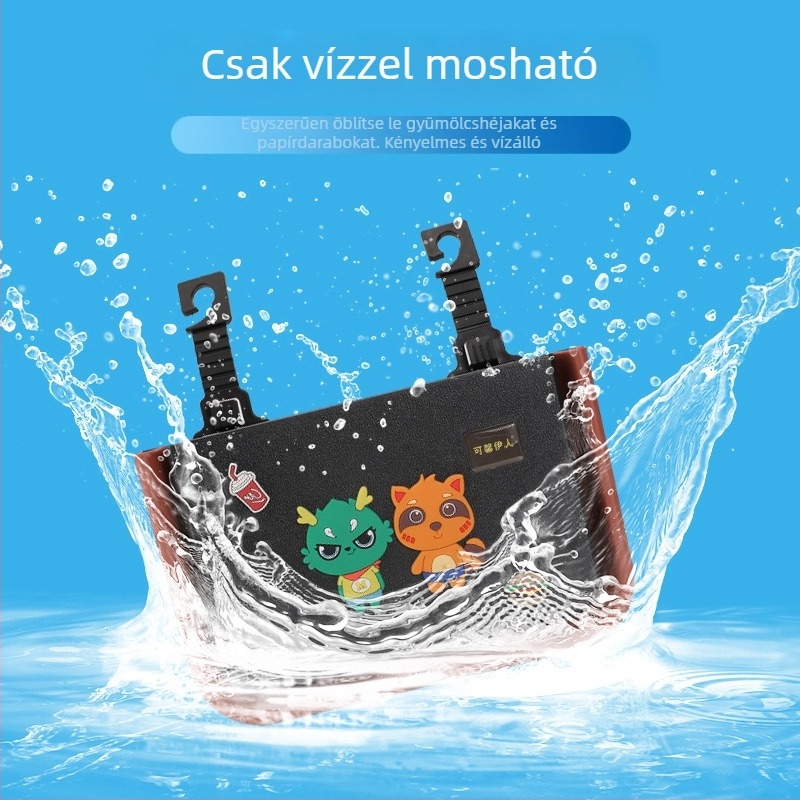 Hátsó ülésre függeszthető tároló táska, összecsukható és kihúzható, vízálló, nyomásálló