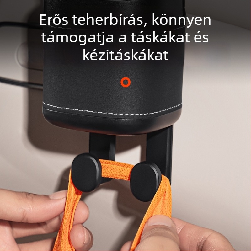 Hátsó ülésre szerelhető pohártartóval, telefontartóval és akasztós tárolóval — Anyag: ABS+bőr; Használat: hátsó ülés; Funkció: többfunkciós tárolás; Tároló típus: akasztós táska; Logó nyomtatás: elérhető