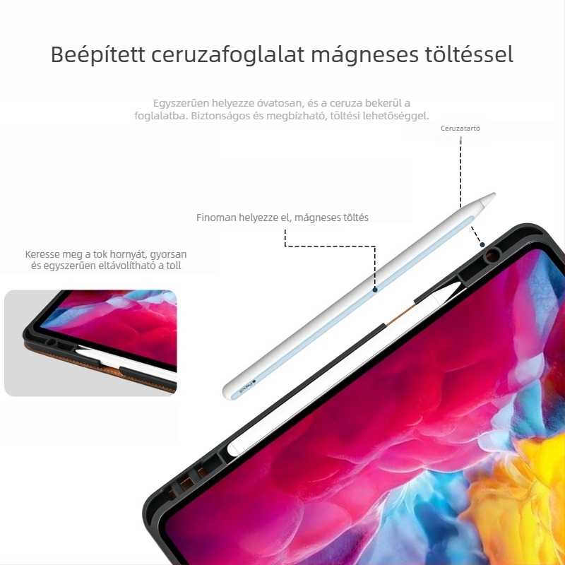 Apple iPad 10. generációs (2022) bőr védőtok Pro 11 hüvelyk, kompatibil Air 4 10.9 hüvelyk, 12.9 hüvelyk és Mini 6 modellekhez, állvánnyal és pánttal