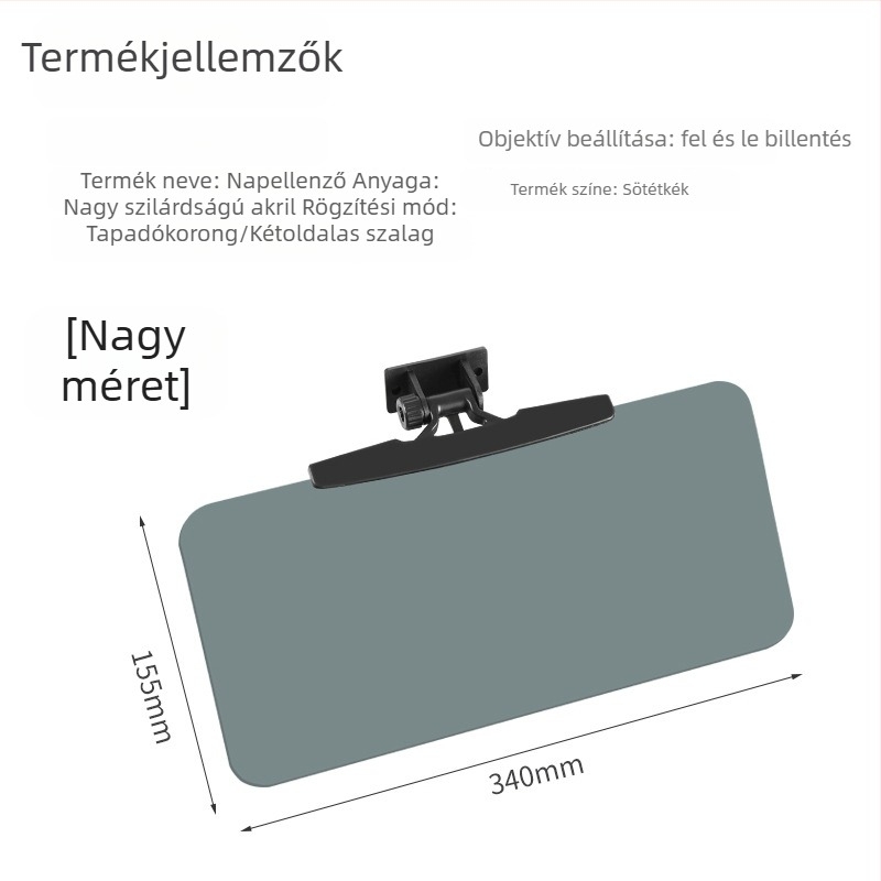 Univerzális napellenző kozmetikai tükrökkel elektromos háromkerekű és négykerekű járművekhez, vezető és első utas számára