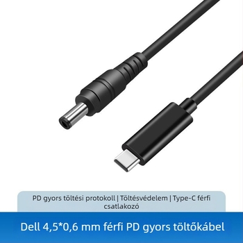 Laptop USB-C PD 65W DC töltőkábel, 1,5 m, gyors töltés