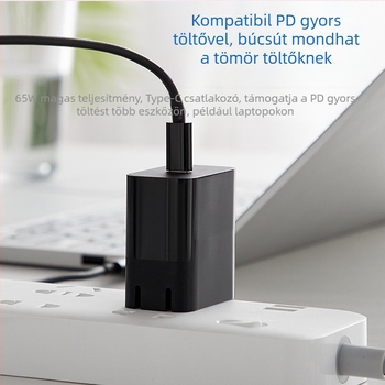 Laptop USB-C PD 65W DC töltőkábel, 1,5 m, gyors töltés