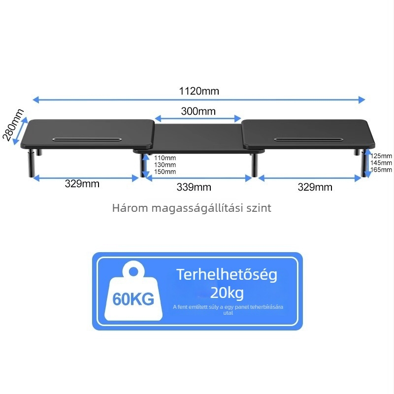 Többfunkciós emelő tartó notebookhoz és monitorhoz, modell mst003, súly 1 kg, OEM gyártás