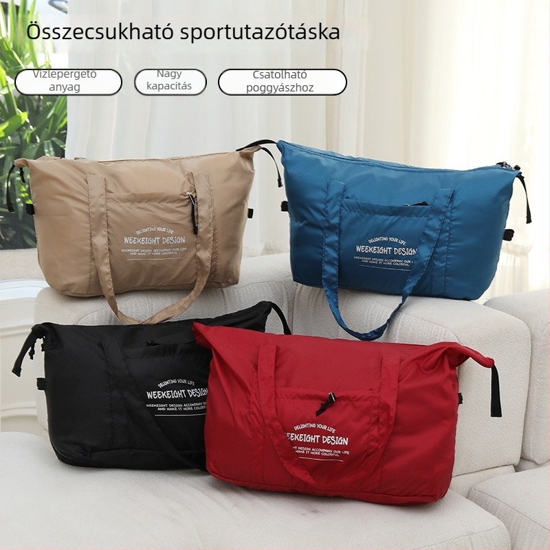 Puhe összecsukható utazótáska, nagy kapacitású nylon, kocka alakú, többfunkciós utazásokhoz
