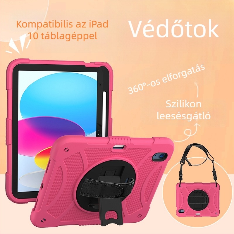 A16-kompatibilis 10,9 hüvelykes iPad védőtok forgatható állvánnyal és tollrekesszel, ütésálló