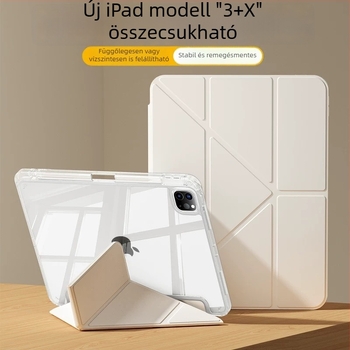 2024 kiválóan átlátszó akril védőtok iPadhez, mágneses zárral és Y‑formájú támasztékkal, kompatibilis az iPad Air 5‑tel és a 9. generációval, tolltartóval és hajlítás elleni védelemmel