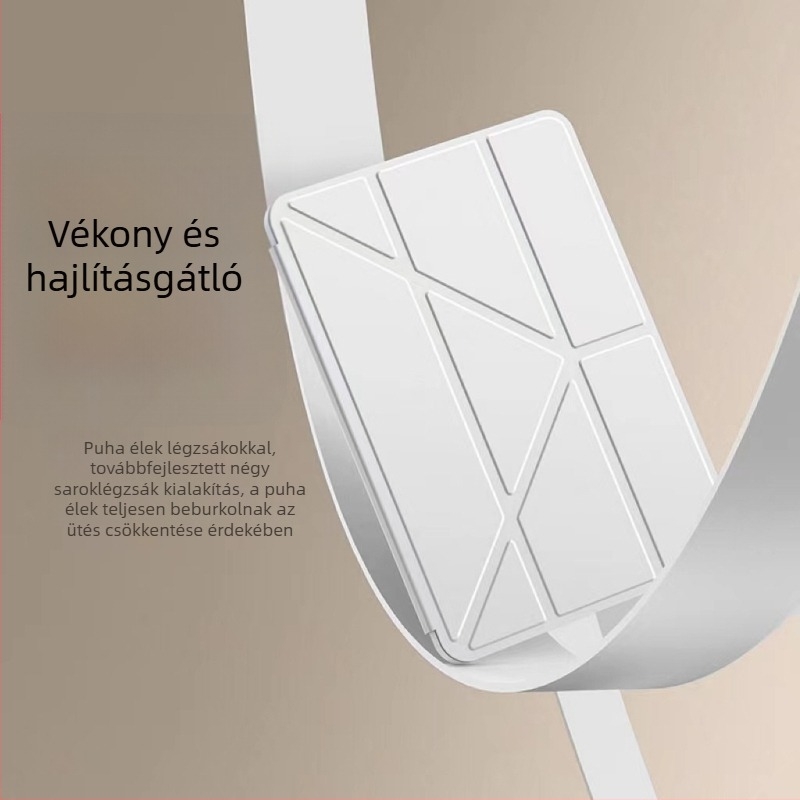 2024 kiválóan átlátszó akril védőtok iPadhez, mágneses zárral és Y‑formájú támasztékkal, kompatibilis az iPad Air 5‑tel és a 9. generációval, tolltartóval és hajlítás elleni védelemmel