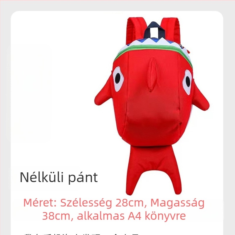 Cápa alakú mini hátizsák iskolába és utazásokhoz • Nylon • Kapacitás: 20 L alatt • Illeszkedik 10 hüvelykes laptophoz • Modell: állat