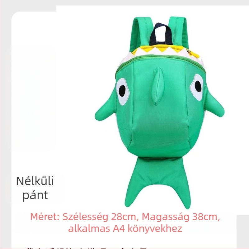 Cápa alakú mini hátizsák iskolába és utazásokhoz • Nylon • Kapacitás: 20 L alatt • Illeszkedik 10 hüvelykes laptophoz • Modell: állat
