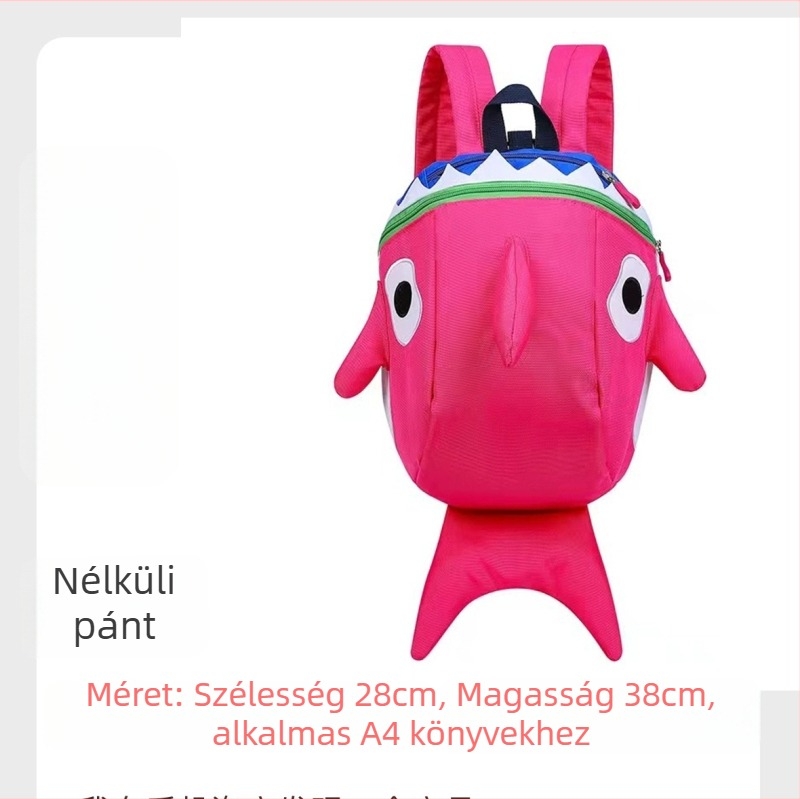 Cápa alakú mini hátizsák iskolába és utazásokhoz • Nylon • Kapacitás: 20 L alatt • Illeszkedik 10 hüvelykes laptophoz • Modell: állat
