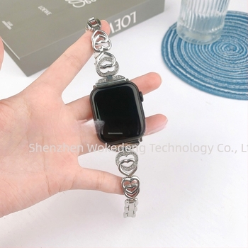 Apple Watch dupla szív láncos szíj - fém, divatos, kompatibilis az Apple Watch Series 1–9 és SE