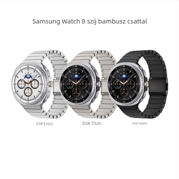 Titánacél óraszíj mágneses csattal, kompatibilis Apple Watch-szel és Samsung Ultra-val.