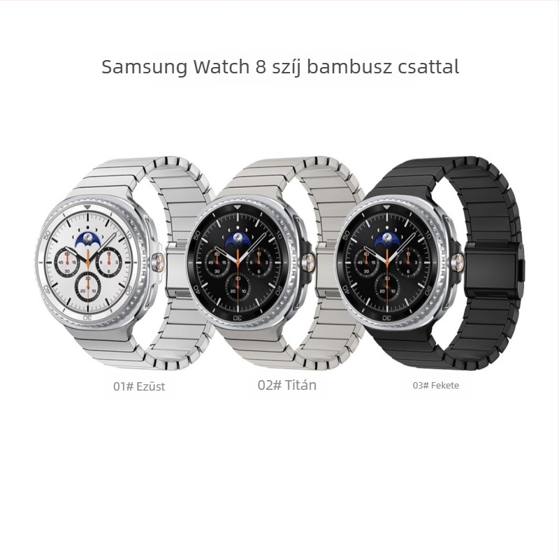 Titánacél óraszíj mágneses csattal, kompatibilis Apple Watch-szel és Samsung Ultra-val.