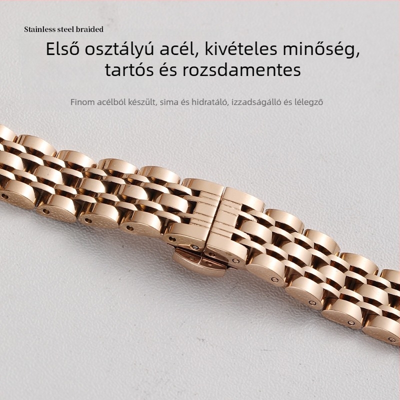 Apple Watch rozsdamentes acél szíj pillangócsattal, hét láncszem, vékony kivitel