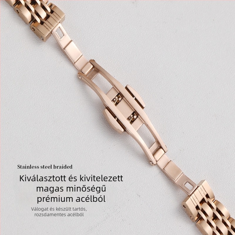 Apple Watch rozsdamentes acél szíj pillangócsattal, hét láncszem, vékony kivitel