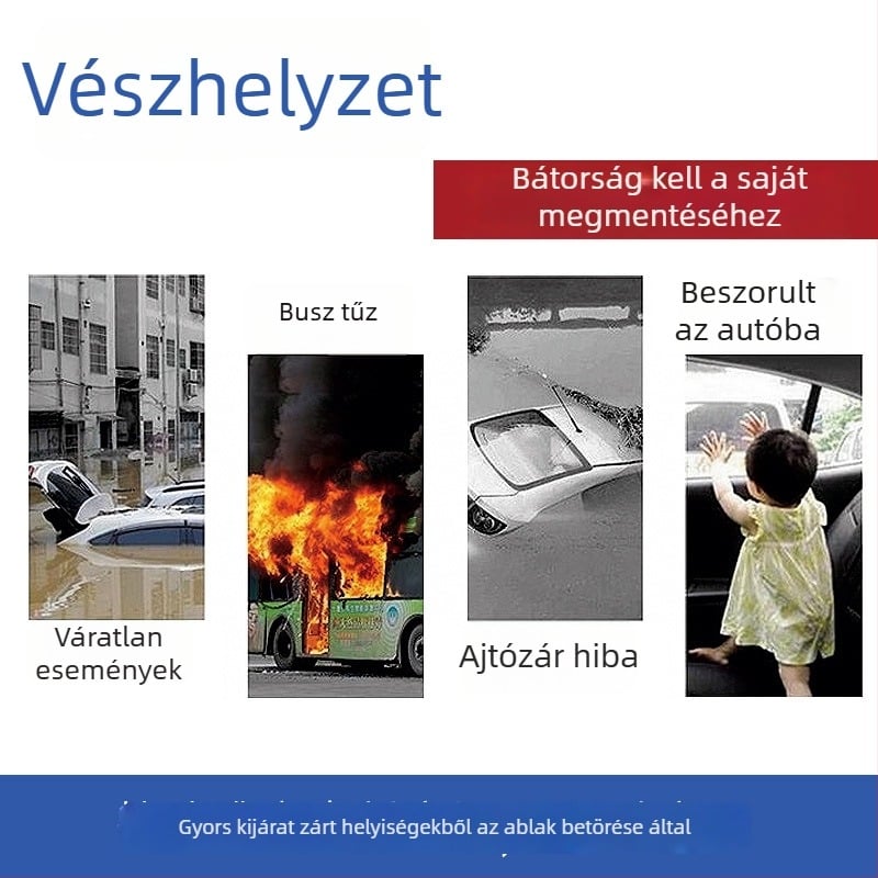 Autókulcstartó vészkés – ablakfel­törő, mini biztonsági kalapács, övvágó (Brand: Shaft worker; Material: Plastic; Weight: 21 g)