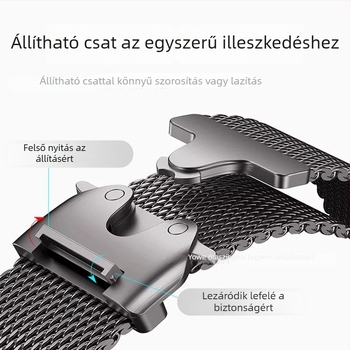 Redmi Watch 6-hoz készült szíj Milanese csattal, parachute típusú, kompatibil Xiaomi Band 9 Pro és Huawei Fit4