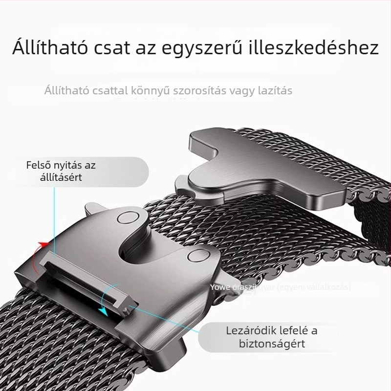 Redmi Watch 6-hoz készült szíj Milanese csattal, parachute típusú, kompatibil Xiaomi Band 9 Pro és Huawei Fit4