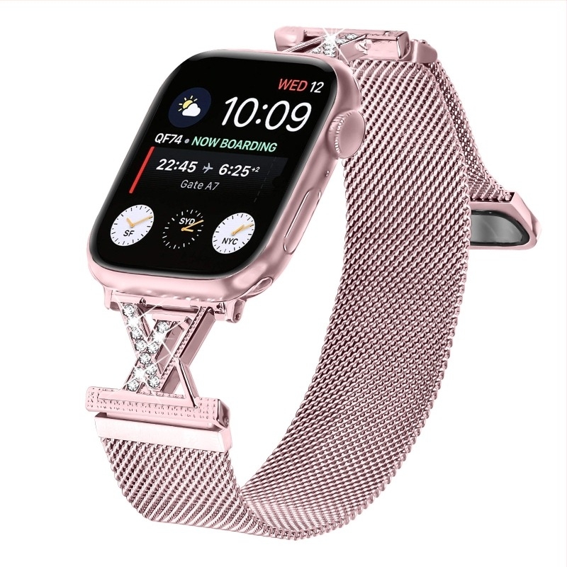 Gyémánt Milanói karpánt Apple Watch Ultra 2-hoz és az 1–10 sorozathoz, 20 mm-es csatlakozó, mágneses zár, csuklóméret 14–20 cm